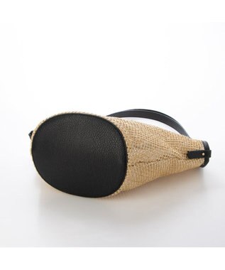 UNBILLION カシュカシュ cachecache / フェイクレザーショルダーバッグ付雑材風トート ブラックミックス