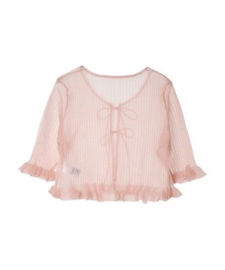 earth music&ecology シアーラメフリルカーディガン Pink