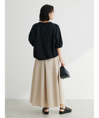 Green Parks ワッフル布帛ドッキングプルオーバー Black