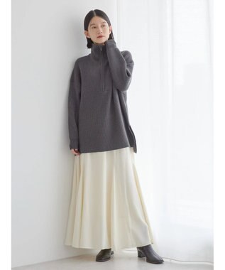 AMERICAN HOLIC バイパチハーフＺＩＰ片畦ニットプルオーバー　 Dark Gray Mixture