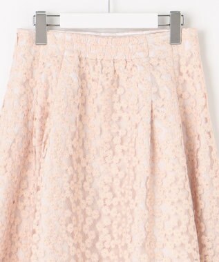 Feroux フラワー刺繍 フレアスカート ピンク系