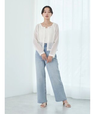 earth music&ecology ＳＥＴ２点メッシュカーディガン＋インナー Ivory