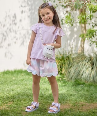 ANY KIDS 【WEB限定/すみっコぐらし】ポシェットTシャツ ラベンダー×しろくま