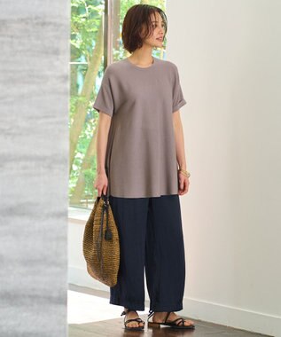 自由区 【WEB限定・洗える・XSサイズあり】ハイツイストコットンアセテートテントライン ニット カーキ系