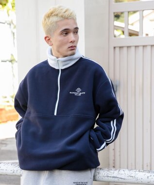 WEGO フリース ワンポイントハーフZIPプルオーバー