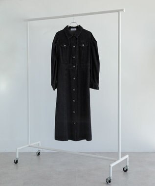 Green Parks ■ＥＳＣＡＲ　ボリュームスリーブデニムワンピース Black