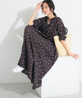 CRAFT STANDARD BOUTIQUE インド綿2WAY綿ボイルギャザーネックワンピース Flower