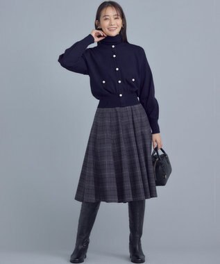 組曲 L 【WEB限定色あり】ELENA パールボタン ニットジャケット ネイビー系