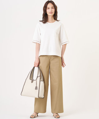 J.PRESS LADIES L 20チノストレッチ ストレート パンツ ベージュ系