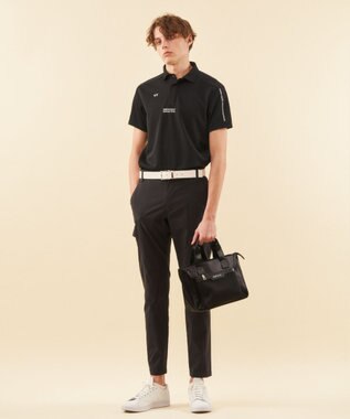 23区GOLF 【MEN】【吸水速乾】ポンチコンビ ポロシャツ ブラック系