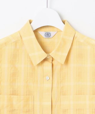 J.PRESS LADIES 【洗える】SHEER チェック シャツ ブラウス マリーゴールド系