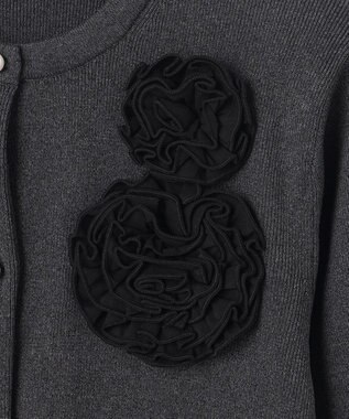 組曲 S 【組曲×setsuko sagittaire】ボンボンフラワーニット カーディガン グレー系