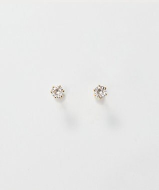 Phoebe モードメタルビジューバックキャッチピアス ゴールド