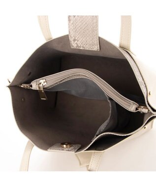 UNBILLION カシュカシュ cachechche / セパレートカラーパーテーショントート アイボリーパイソン