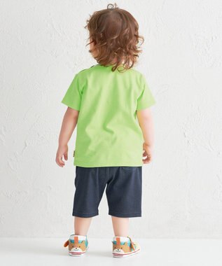 MIKI HOUSE HOT BISCUITS 【80-120cm】カラフルビーンズ フェイスプリント 半袖Tシャツ ライトグリーン
