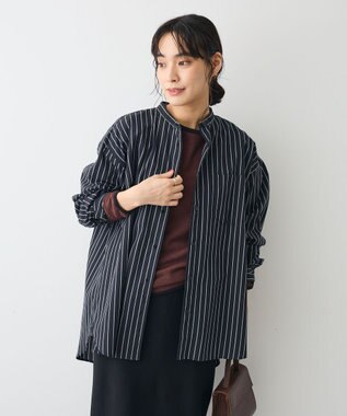 CRAFT STANDARD BOUTIQUE バンドカラーシャツ Stripe Navy