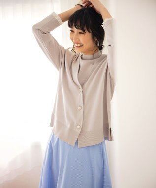 組曲 【2SET・WEB限定】パールボタン配色フリルツイン セット グレージュ系