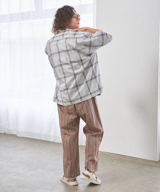 J.PRESS YORK STREET 【UNISEX】オンブレーチェック オープンカラーシャツ ライトグレー系3