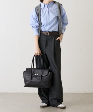 russet 《@__serako.r__企画》ソフトレザーフラップトートバッグ(CE-1678) Black