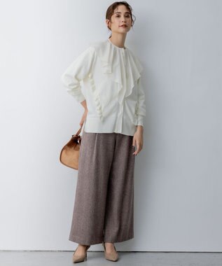 組曲 【WEB限定】サイドフリルカーディガン アイボリー系