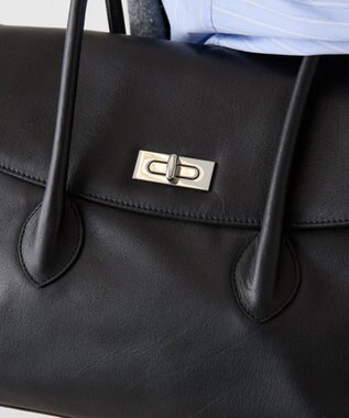 russet 《@__serako.r__企画》ソフトレザーフラップトートバッグ(CE-1678) Black