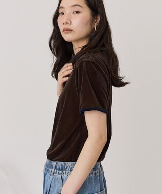 AMERICAN HOLIC シアーベロア配色プルオーバー Brown
