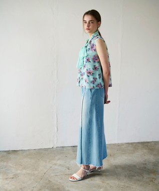 GRACE CONTINENTAL エスニックフラワー刺繍トップ ライトグリーン