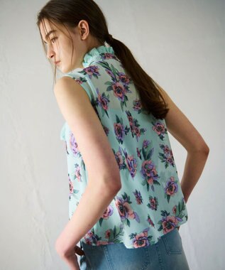 GRACE CONTINENTAL エスニックフラワー刺繍トップ ライトグリーン