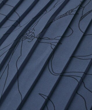 YECCA VECCA ラインボタニカル柄プリーツワンピース Blue