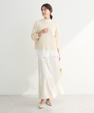 Green Parks ・Ｐｅｔｉｔ　Ｆｌｅｕｒ　サテンフレアスカート Off White