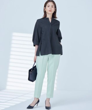 組曲 S 【美シルエット・ストレッチ・シワになりにくい】オシャクロス テーパードパンツ スモーキーグリーン系