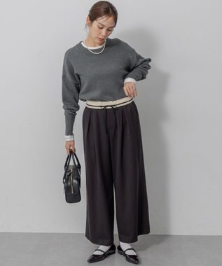 組曲 L 【加藤ローサさん着用】ラメストライプ ワイドパンツ ブラック系1