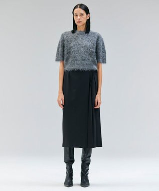 BEIGE， 【セットアップ対応・洗える・BAILA 11月号掲載】ZEPHYR / ウールライクアシンメトリープリーツスカート Black