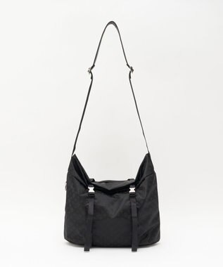 russet ナイロンジャガードメタルバックルショルダーバッグ L(CE-1656) Trv-Black