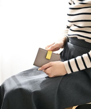 Atelier nuu 日本製 本革 バイカラーnoble 二つ折れウォレット グレージュ×イエロー