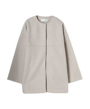 Green Parks 洗えるノーカラーショートコート Light Beige