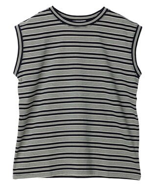 AMERICAN HOLIC マルチボーダーノースリーブカットプルオーバー Navy