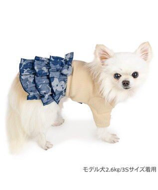 PET PARADISE J.PRESS ジャガード スカートつなぎ 小型犬 グレー×ベージュ