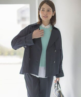 組曲 【WEB限定】コットンライクツイル ショートトレンチコート ネイビー系