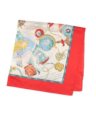 UNBILLION kakatoo アドベンチャー柄シルクスカーフ レッド