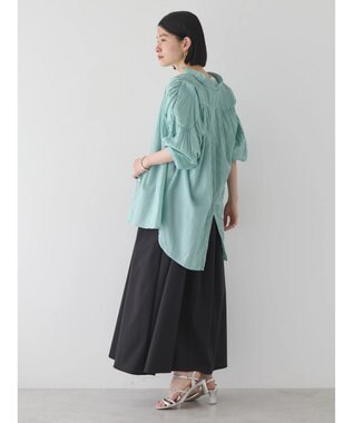 AMERICAN HOLIC カルゼギャザーシャツチュニック Stripe Green