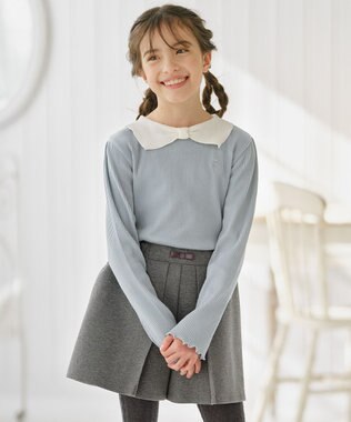 組曲 KIDS 【150-160㎝】リブリボン トップス サックスブルー系