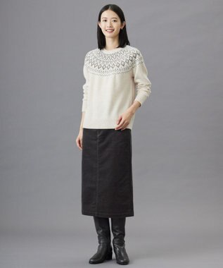 J.PRESS LADIES 【WEB限定カラーあり・洗える】FAIR ISLE ラウンドネック ニット 【WEB限定】ベージュ系