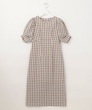 Feroux 【洗える】サッカーチェック ワンピース ベージュ系1