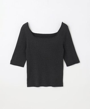 GRACE CONTINENTAL ラメリブニットトップ ブラック