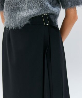 BEIGE， 【セットアップ対応・洗える・BAILA 11月号掲載】ZEPHYR / ウールライクアシンメトリープリーツスカート Black