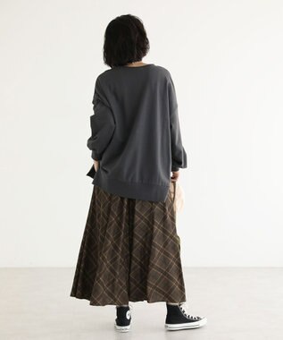 Green Parks カレッジロゴ裏毛チュニック Charcoal Gray