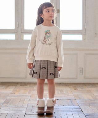 ANY KIDS リボン×チェック プリーツスカパン ブラウン×チェック