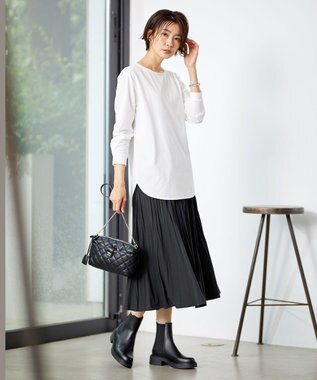 J.PRESS LADIES 【吸水速乾】プレーティングジャージー シャツテール カットソー ホワイト系