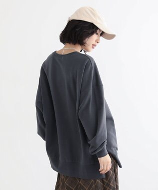 Green Parks カレッジロゴ裏毛チュニック Charcoal Gray